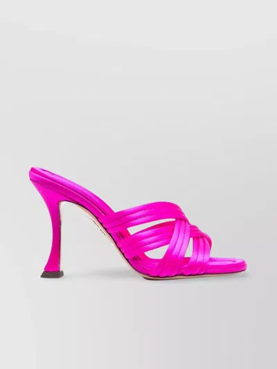 AQUAZZURA HEELED SATIN CROSSOVER SANDALS