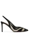 Aquazzura Mesh Panel Pointed Toe Stiletto Heel Pumps