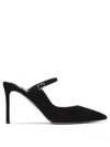 Aquazzura Strap Buckle Pointed Toe Stiletto Suede In Black