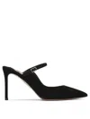 Aquazzura Strap Buckle Pointed Toe Stiletto Suede In Black