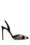 Aquazzura Black Satin Gatsby Sling 105 Pumps In Black