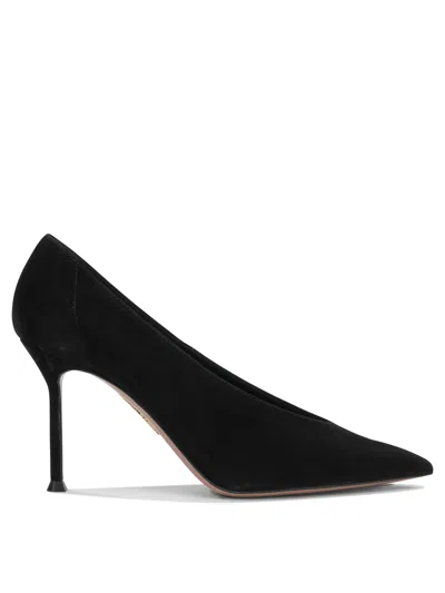 Aquazzura Suede Pointed Toe Stiletto Heel Pumps In Black