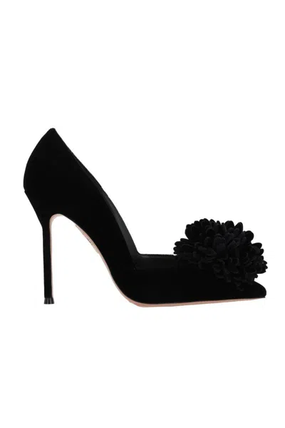 Aquazzura Couturier Appliquéd Velvet Pumps In Black