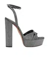 Aquazzura Sinner 140 Platform Sandals In Metallic Leather In Gray