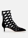 Aquazzura Woman Ankle Boots Black Size 7 Textile Fibers In Schwarz