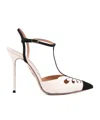Aquazzura Camille 105 Suede-trimmed Cutout Leather Point-toe Pumps In White