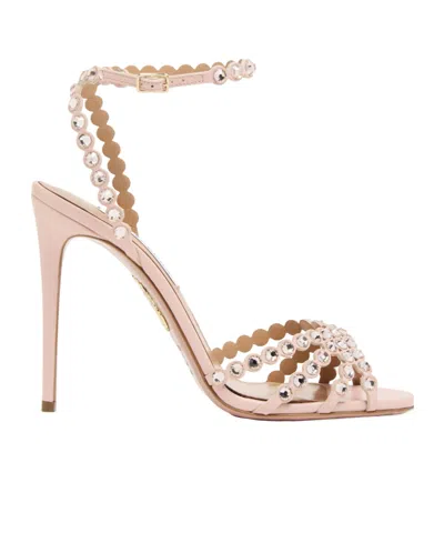 Aquazzura High-heel Sandals With Rhinestone Embellishments In Nude