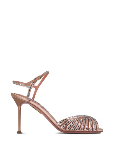 Aquazzura Hold Me Embellished Stiletto Sandals In Metallic