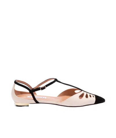 AQUAZZURA AQUAZZURA CUT-OUT DETAILED BUCKLED BALLET FLAT SHOES