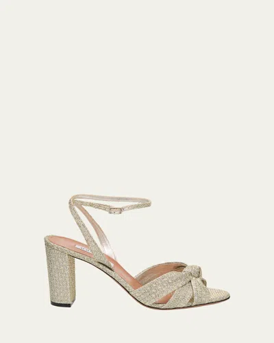 Aquazzura 'nina' Metallic Sandals With Open Toe And High Block Heel In Tweed Woman In Multi