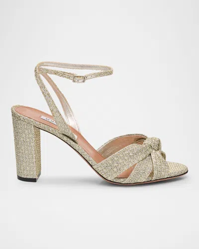 AQUAZZURA HONEYCOMB NINA KNOT ANKLE-STRAP SANDALS