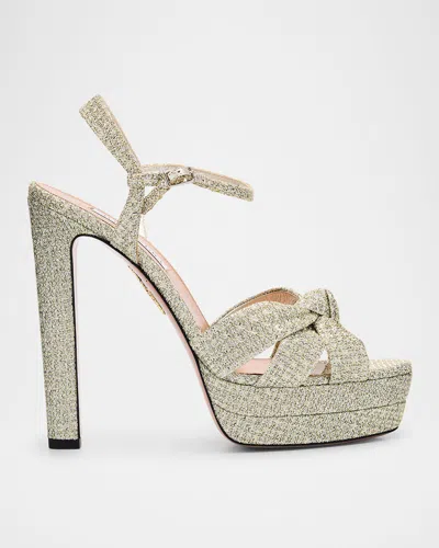AQUAZZURA HONEYCOMB NINA KNOT PLATFORM SANDALS