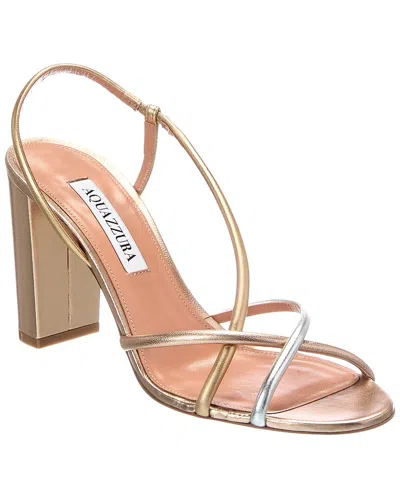 Aquazzura Horizon 85 Leather Sandal In Gold