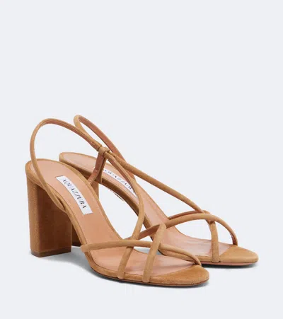 Aquazzura Horizon Suede Sandals In Neutral