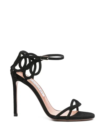 Aquazzura Hula 105 Suede Sandals In Black