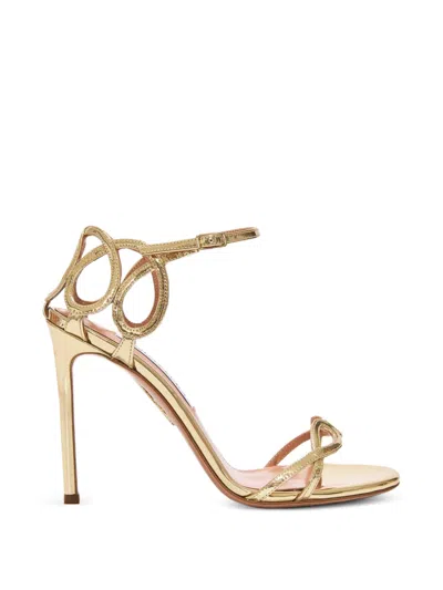 Aquazzura Hula Sandal 105 Heels For Women In Gold