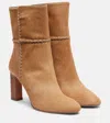 Aquazzura Indy 85 Whipstitched Suede Ankle Boots In Brown