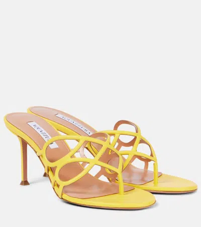 Aquazzura Infinito 75 Leather Sandals In Yellow