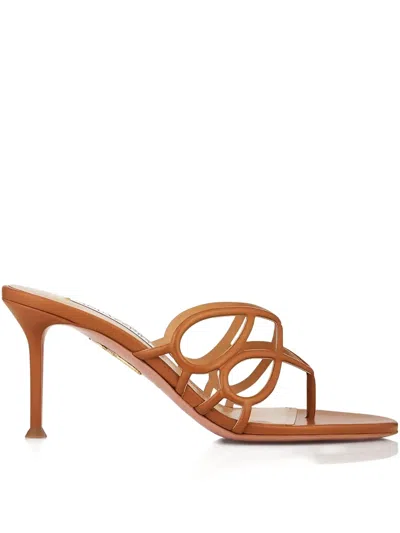 Aquazzura Infinito 75mm Leather Sandals In Brown