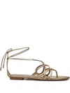 Aquazzura Strappy Metallic Leather Flat Sandals