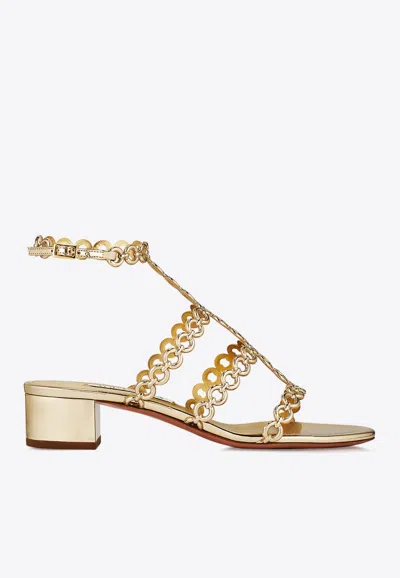 AQUAZZURA INFINITY CHAIN 35 LEATHER SANDALS
