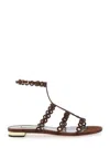 Aquazzura Infinity Chain Brown Sandals With Adjustable Strap And Buckle In Suede Woman In Brown