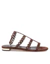 Aquazzura Infinity Chain Brown Sandals With Adjustable Strap And Buckle In Suede Woman In Espresso