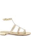 Aquazzura Heel Sandals With Metallic Chain Detail