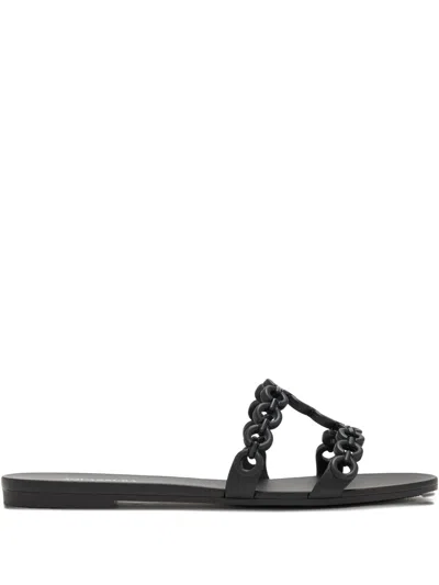 Aquazzura Infinity Chain Flat Sandals In Black