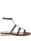 Aquazzura Infinity Chain Brown Sandals With Adjustable Strap And Buckle In Suede Woman In Brown