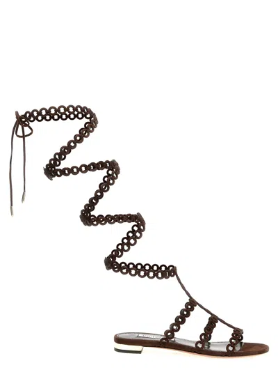 Aquazzura Infinity Chain Gladiator Sandals Brown