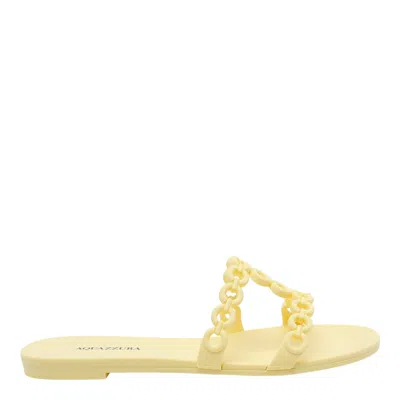 Aquazzura Infinity Chain Yellow Sandals With Rubber Chain Details For Women