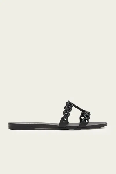 Aquazzura Infinity Chain Jelly Sandal Flat In Black