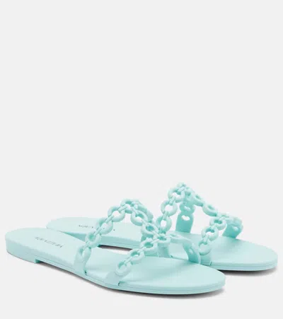 Aquazzura Infinity Chain Jelly Slides In Blue