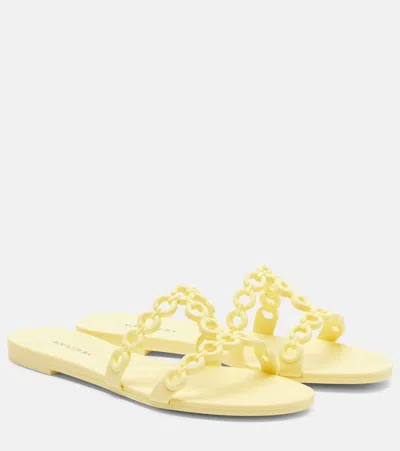 Aquazzura Infinity Chain Yellow Sandals With Rubber Chain Details For Women