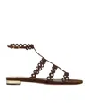 Aquazzura Infinity Chain Brown Sandals With Adjustable Strap And Buckle In Suede Woman In Brown