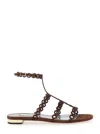Aquazzura Infinity Chain Brown Sandals With Adjustable Strap And Buckle In Suede Woman In Brown