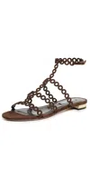 Aquazzura Infinity Chain Brown Sandals With Adjustable Strap And Buckle In Suede Woman In Espresso