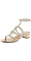 Aquazzura Infinity Chain Sandal In Mirrored Leather In Soft Gold