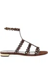 Aquazzura Infinity Chain Brown Sandals With Adjustable Strap And Buckle In Suede Woman In Brown