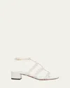 Aquazzura Infinity Leather Chain T-strap Sandals In White