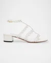 Aquazzura Infinity Leather Chain T-strap Sandals In White