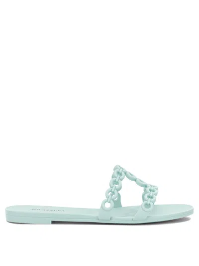 Aquazzura "inifinity Chain" Slides In Blue
