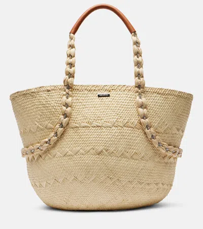 Aquazzura Isla Raffia-effect Tote Bag In Sand