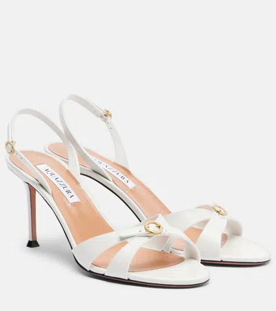 Aquazzura Iza Leather Slingback Sandals In White