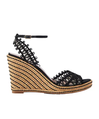 Aquazzura Kahlo 105 Raffia Espadrille Sandals In Black
