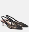 Aquazzura Kahlo 50 Raffia-effect Slingback Pumps In Black