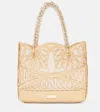 Aquazzura Kahlo Mini Logo Raffia Tote Bag In Gold