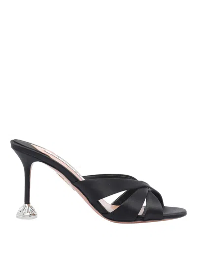 Aquazzura Kiss Me Quick Crystal Pump Sandals In Black