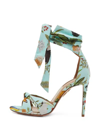 Pre-owned Aquazzura Knot Printed Sandals In Blue